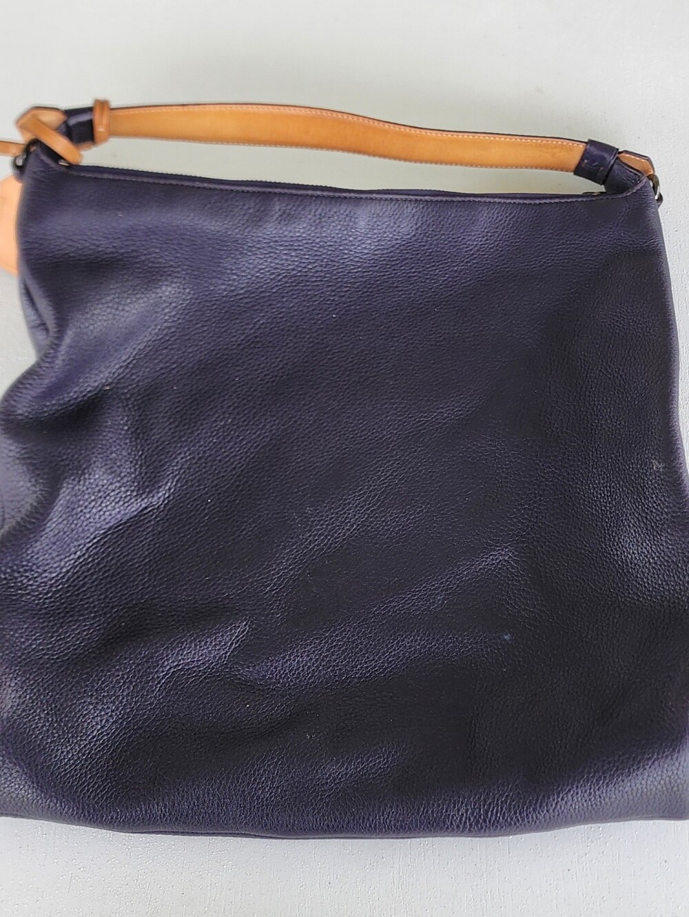Reed Krakoff Navy Leather Shoulder Bag with Tan Accents - Picture 2 of 13